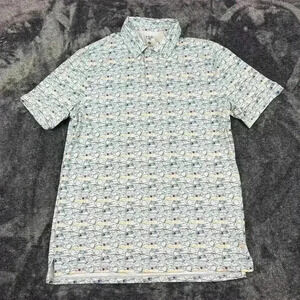 1764 Men's Golf Polo All Over Guitar Print Multicolor Performance Stretch L